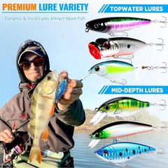 68pc Fishing Lures Tackle Box Storage Kit Fishing Accessories for Bass Trout