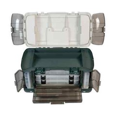 Plano Outdoor Sports Angled Fishing Tackle Box Storage System, Green / Tan