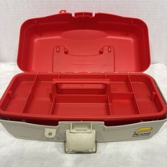 Vintage Plano Red Plastic Fishing Tackle Box With Inner Tray Storage Clean