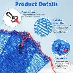Lemecima 3 Pieces Crab Trap Bait Bags Outdoor Sports 12.5 x 7.3 inch, blue