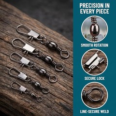 Durable Barrel Swivel Connectors – 200PCS Fishing Gear for Easy Trolling