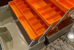 Rebel 600 Hard Plastic 3 Tray Fishing Tackle Box Vintage Rare Beige Orange Trays