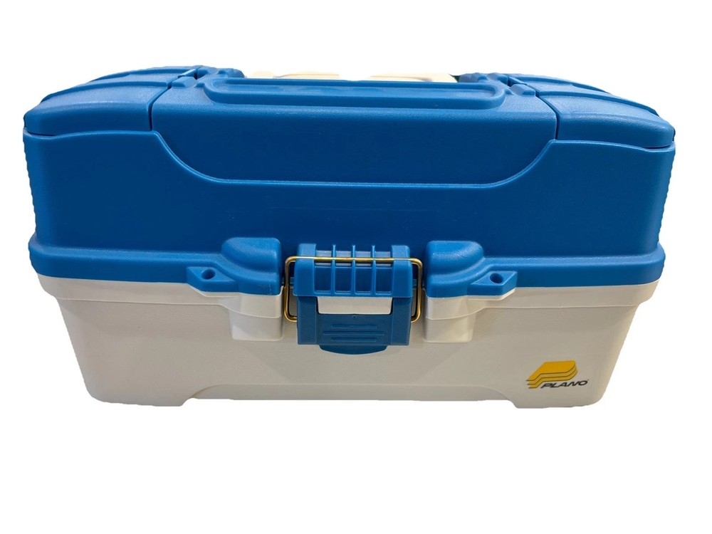 Plano Let’s Fish Blue 3 Tray Fishing Tackle Box With Adjustable Compartments