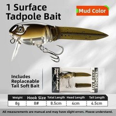 Tadpole Shape Floating Bait 8.5cm for Bass Trout Pike Crappie Topwater Action