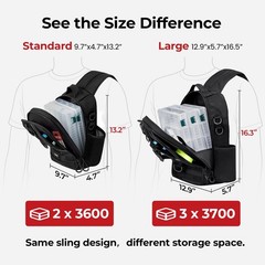 Fishing Backpack, Rod Holders, Lightweight Sling Bag, Black