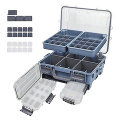 Universal Fishing Tackle Box with Two Small Tackle Tray, Removal Inside Blue