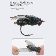 20pcs Realistic Silicone Housefly Fly Fishing Lures with Ultra Hook for Carp