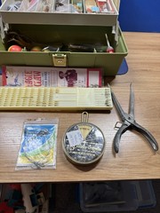 Fishing Kit VTG Plano tackle box 5410 green and tan Made In The USA ( With Gear)