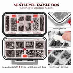 Compact Fishing Tackle Kit – 182/265/400pcs All-in-One Freshwater Hooks, Weights