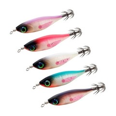 5 Pack 5g UV Glow Round Belly Wood Shrimp Lure Squid Style Bait Fishing