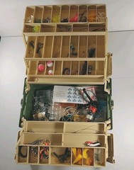 VINTAGE X-Large Plano 8606 6 Tray Tackle Box Loaded w/ Lures Tackle Hooks & More