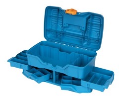 Medium Fishing Tackle Box 14 Inches Plastic Blue Storage Organizer Case with
