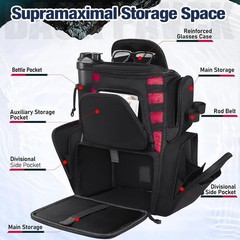 Water-Resistant Fishing Tackle Backpack with 18 Compartments & 2 Rod Holders