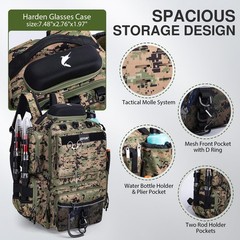 Fishing Backpack, 900D Water-Resistant Tackle Backpack with Rod Holders, Hard…