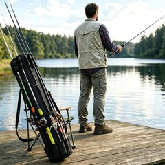 AGOOL Fishing Pole Bag with Rod Holder Bag, 5 & Large, Black