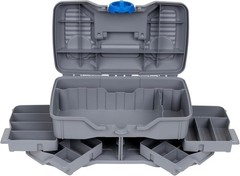 Compact Fishing Tackle Box – 4 Swing Trays & 25-Piece Starter Kit Included