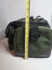 Vintage Orvis Battenkill Green Canvas Brown Leather Padded Gear Tackle Reel Bag
