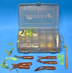4 Plano Boxes 3213, 3214, 3414, 3516 Fishing Boxes w Lures Flies Sinkers Hooks