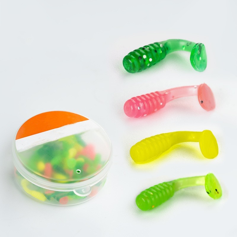 T-Tail Wobblers 50PCS 1.5cm Soft TPE Baits with Fish Attractant for Fishing