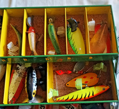 Vintage My Buddy Tacklemaster Alum. 4-Tray Tackle Box With Contents