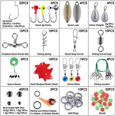 188Pcs Fishing Accessories Kit w/ Tackle Box Pliers Jig Hooks Swivels Snap Set