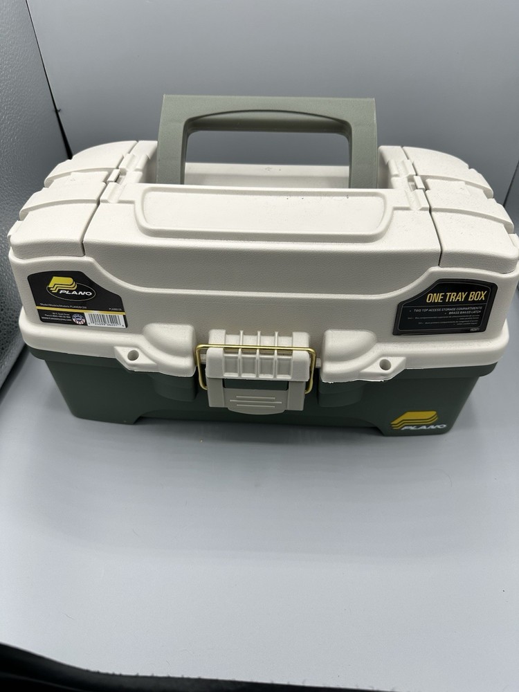 NEW Plano One Tray Tackle Box W/ 2 Top Access Storage Compartments Grey