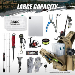 Fishing Tackle Backpack with Rod & Gear Holder, Lightweight Outdoor Water-Resist