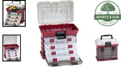 Multi-Compartment Fishing Gear Organizer with Bulk Storage and Viewing Lid