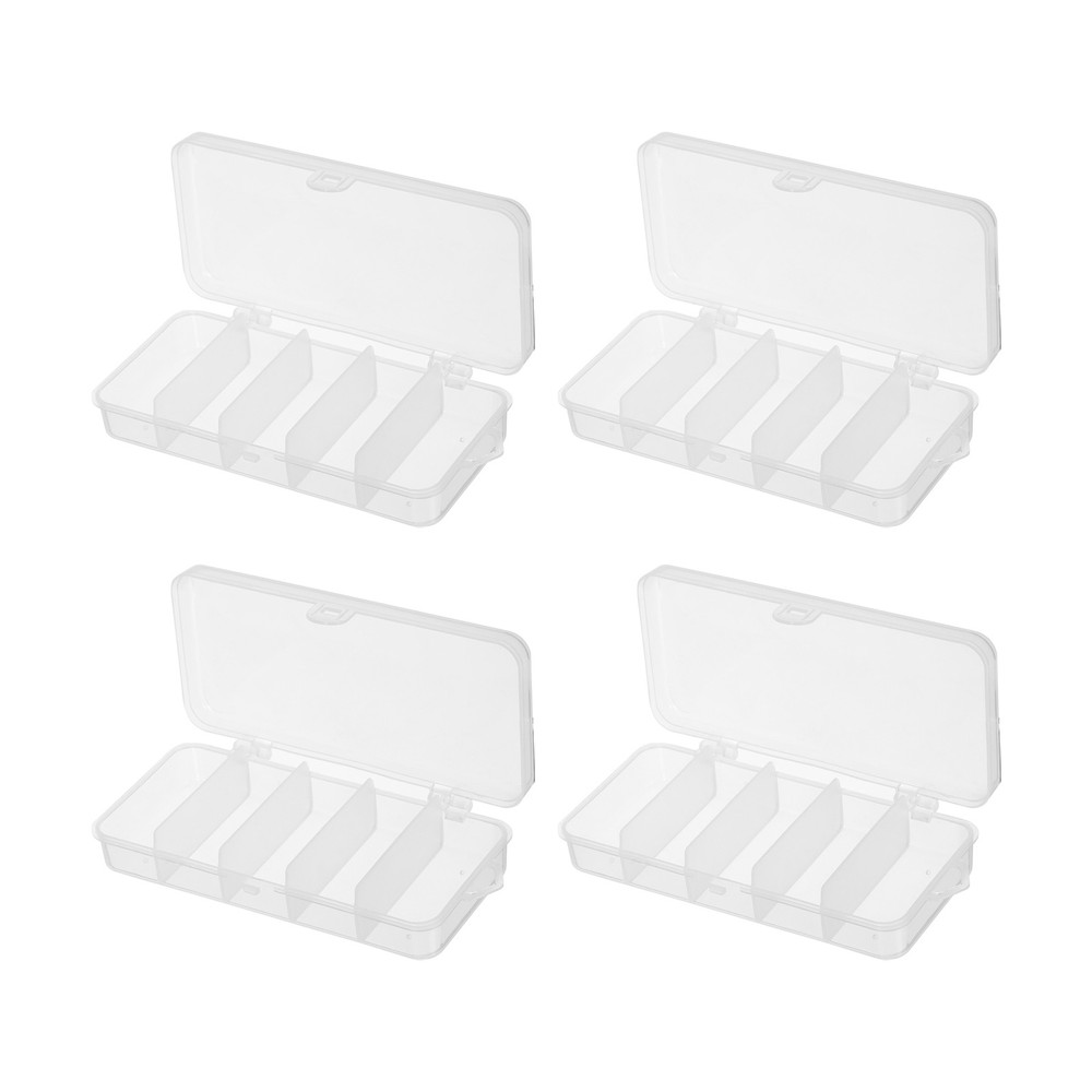 4Pcs 5-Grid Fish Bait Hooks Fishing Tackle Box Accessory Case for Storage