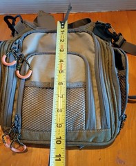 Fly Fishing Tackle Backpack Tan Orange Zipper Many Compartments