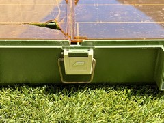 VTG Plano Fishing Tackle Box Model 767 Beige Green Handle Folding 15X12X5 USA