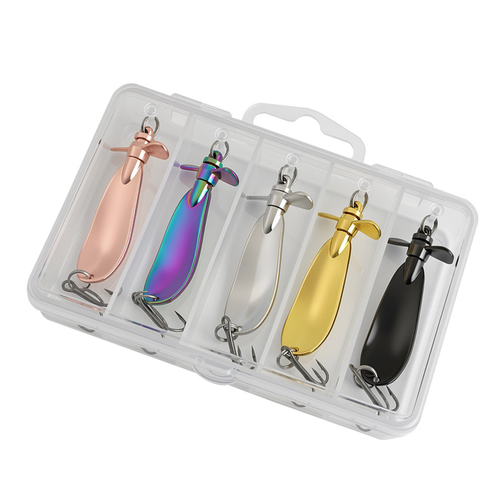 Fishing Spoon Lure with Dual Curved Zinc Alloy 5.1cm x 1.4cm 10g 5-Pack