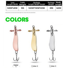Fishing Spoon Lure with Dual Curved Zinc Alloy 5.1cm x 1.4cm 10g 5-Pack