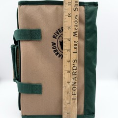 Narrow River Fishing Softsider Tackle Bag Green Tan Canvas w/ 3 Storage Boxes