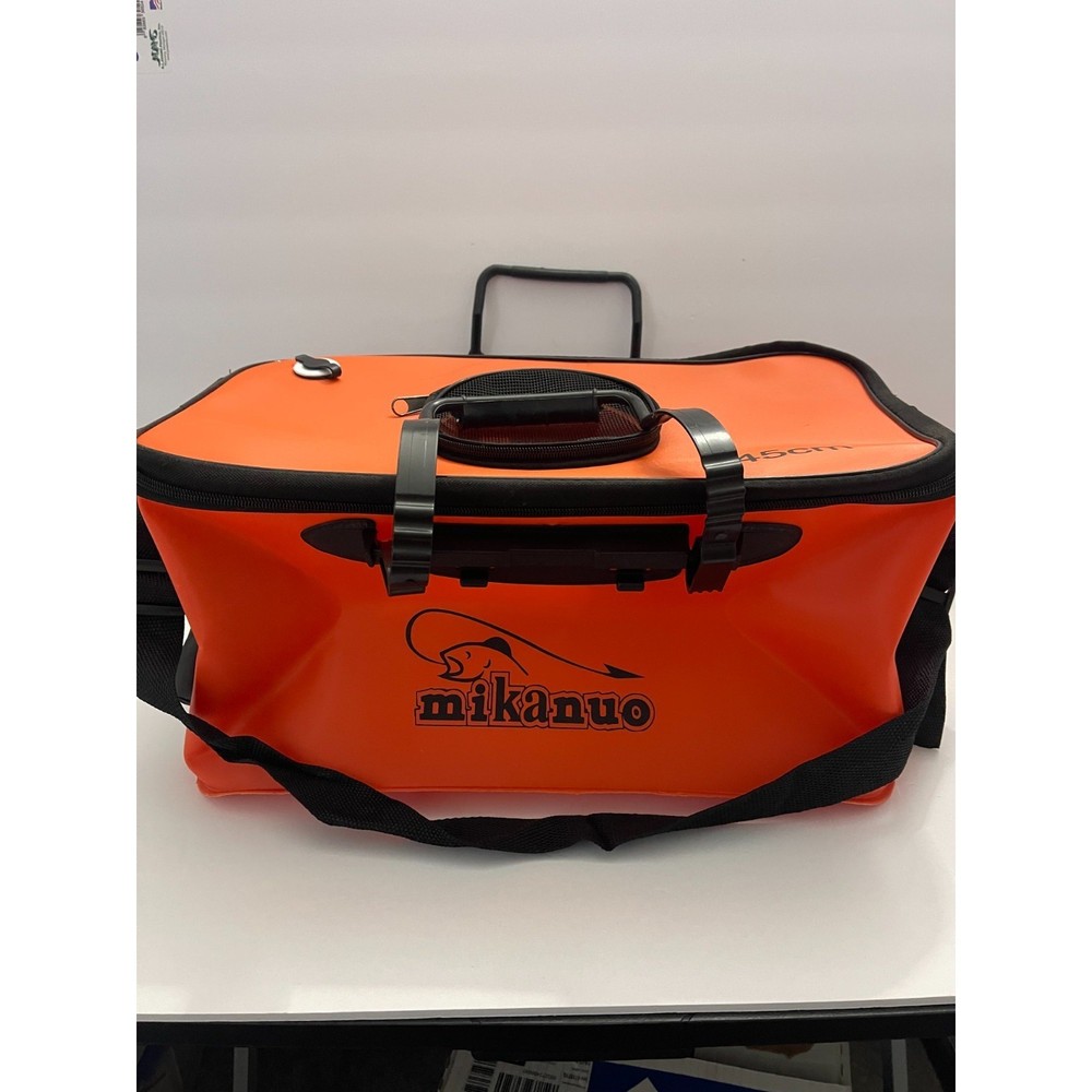 Mikanuo 45cm Live Bait Bucket Orange EVA Waterproof Collapsible Fishing Bag