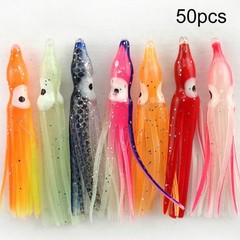 50pcs/100pcs for OCTOPUS Squid Skirt Lures Bait Hoochies Saltwater Fishing Lure
