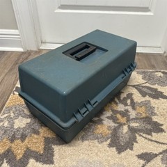 Tackle Box Tool Box Storage Box Plastic Blue 3 Tier Folding Lockable