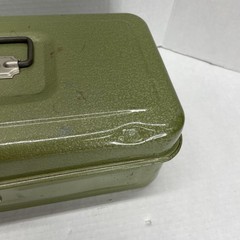 Vintage Green Metal Tackle Or Tool Box With Latch & Inner Compartment Tray