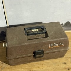 VINTAGE FLAMBEAU 14011 FISHING TACKLE/TOOL BOX BROWN W/ ORANGE INSERT TOOL BOX