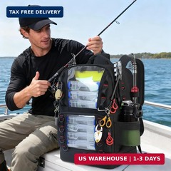 Fishing Backpack with Tackle Boxes,45L Large Bag with Cooler&Fishing Gear Kit