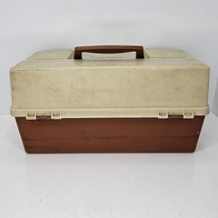 Plano 6303 Vintage Tackle Box 3-Tray 24 Compartments Tan Brown Fishing USA Made