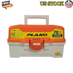 2 Tray Tackle Box W/ 70pc Kit Freshwater Fishing Storage Easy Access Latch New