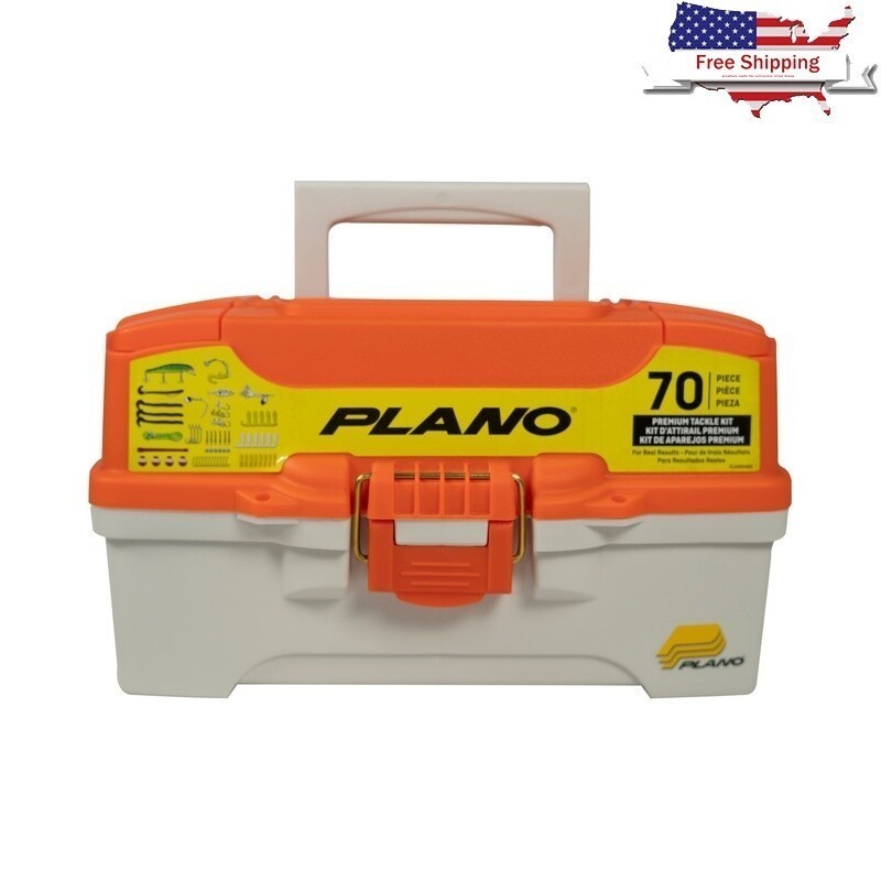Freshwater Fishing Tackle Box W 70pc Kit 2 Tray Design Secure Brass Kit Durable