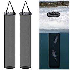 2 PCS 35.4 Inch Ice Fishing Well Catching Basket 8 Inch Mouth Storage Net Bag