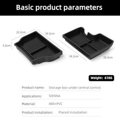 2PCS Center Console Organizer Lower Tray for Toyota Sienna 2021-2026 | 2026