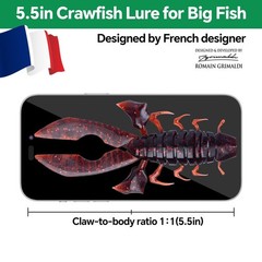 5.5″ Soft Craw Baits for Bass Fishing, 3 Color Battle Crawfish Lures with Rem…