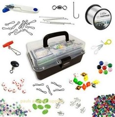 Fladen Sea Fishing Tackle Box Hooks Beads Line Clips Swivels + cutters