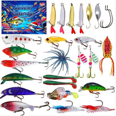 24 pcs Artificial Lure Kit for Bass Trout Freshwater Saltwater Fishing