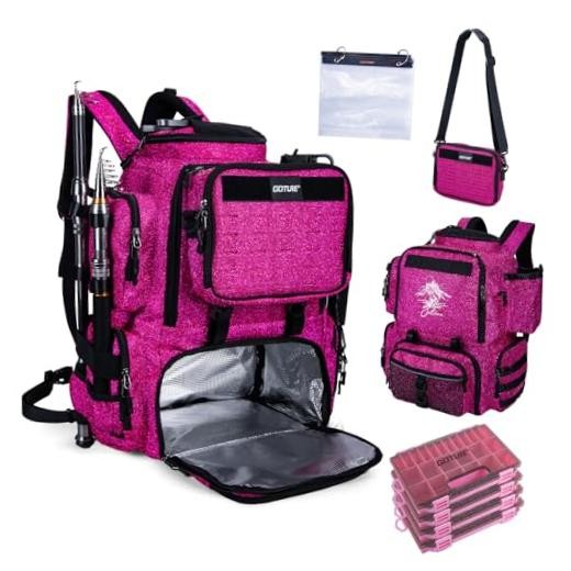 Fishing 900D Oxford Fabric & Insulation D1:bling Pink with 4 Tackle Boxes