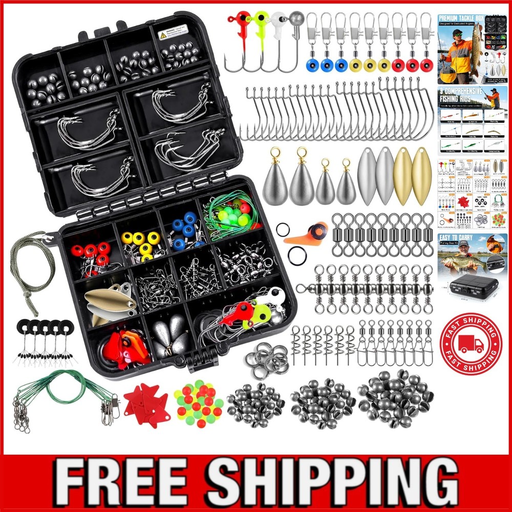 187/343pcs Fishing Accessories Kit, Organized Fishing Tackle Box with Tackle …